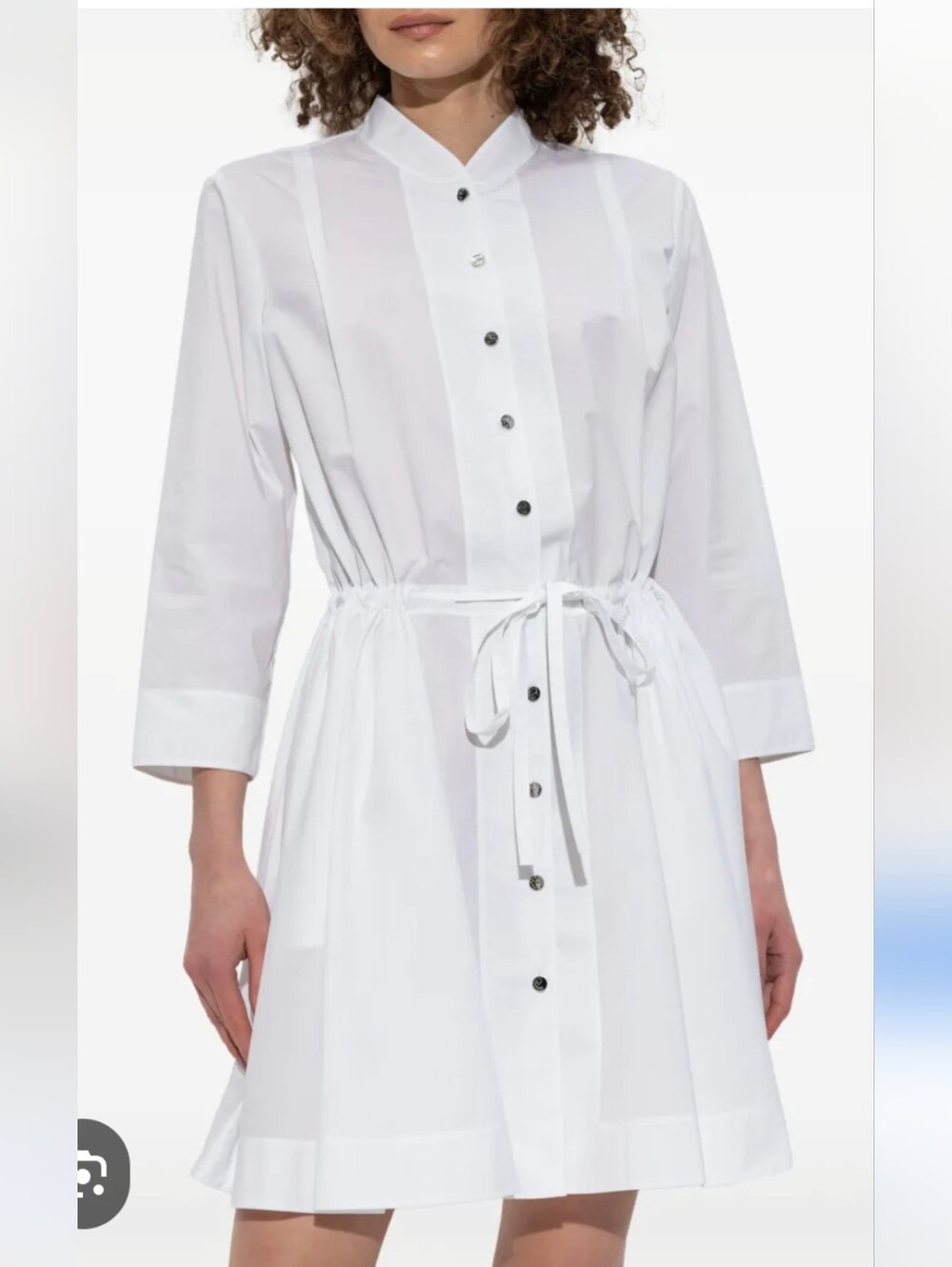 Tory Burch Cotton White Stud-Button Mini Long Sleeve Shirt Dress NWT